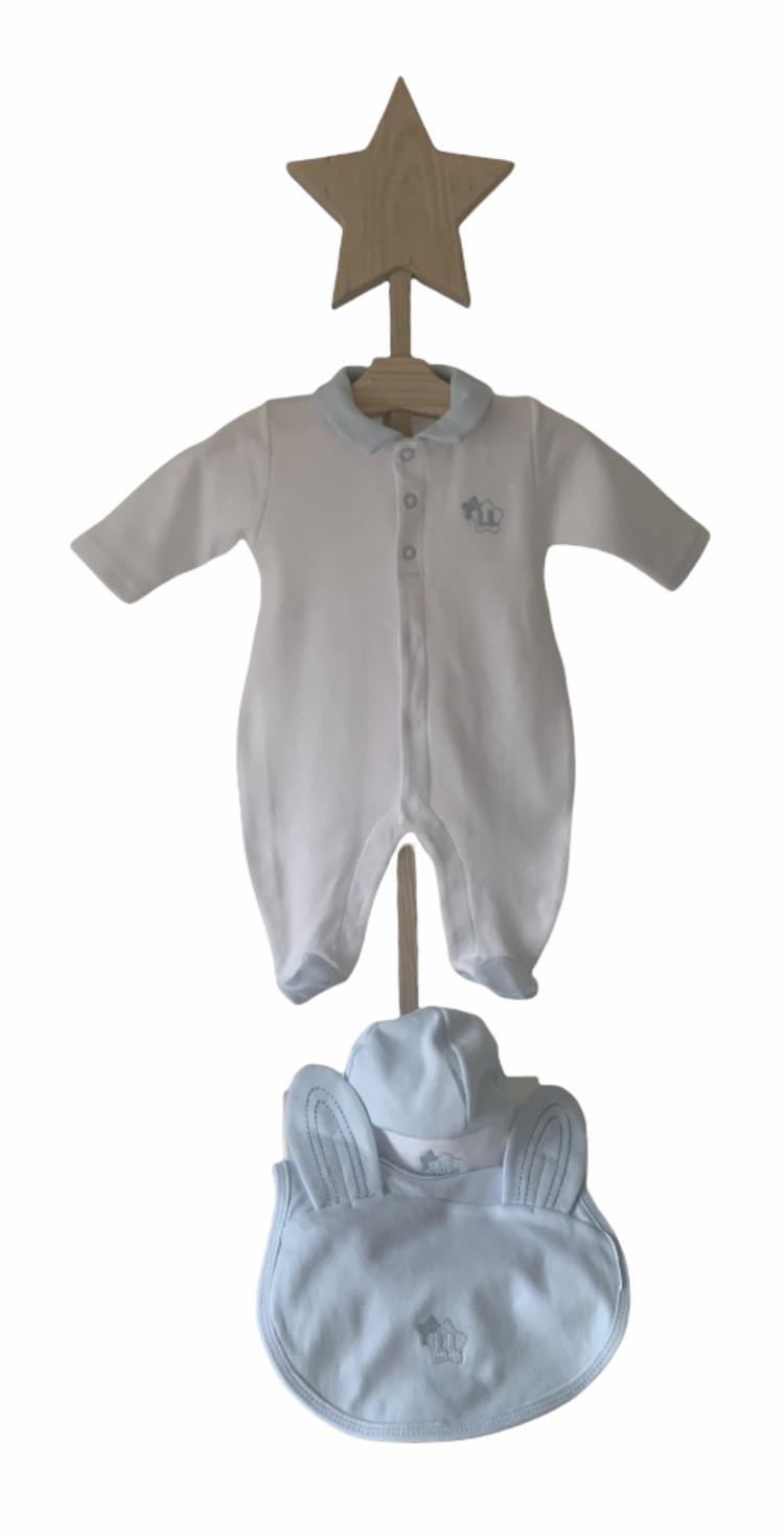 Little Lads & Ladies Little Lads & Ladies Blue Rabbit Bottom Babygrow