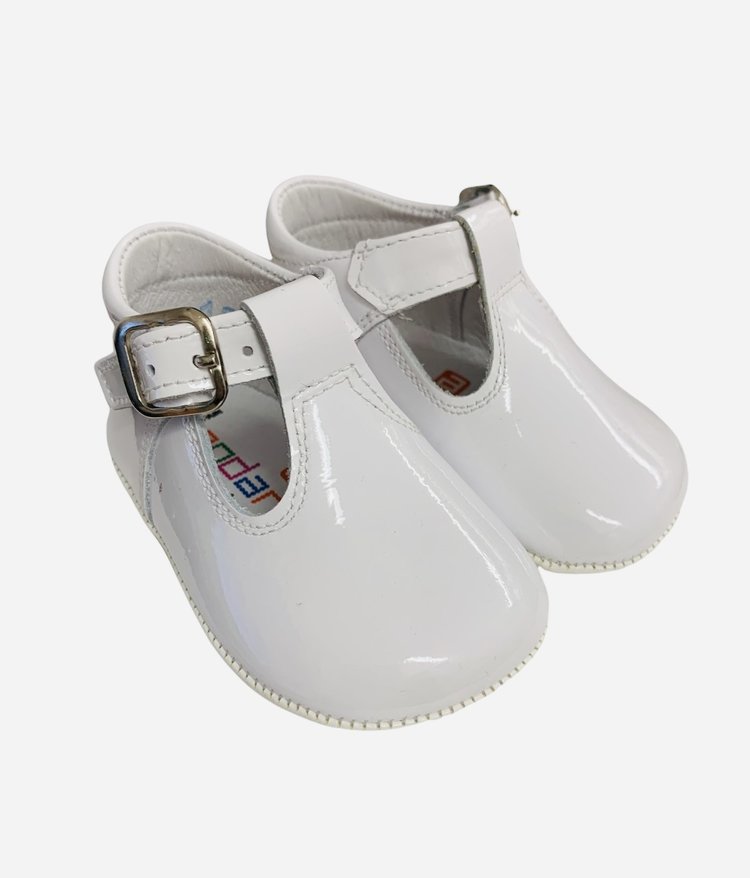 Andanines Andanines White Patent Pram Shoe - 212032