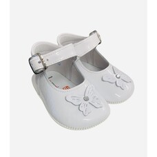 Andanines Andanines White Patent Butterfly Pram Shoe - 221033
