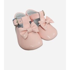 Andanines Andanines Pink Patent Bow Pram Shoe - 212033