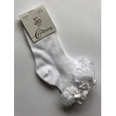 JC Socks JC 32626 White Open Weave Ankle Sock Lace Ruffle