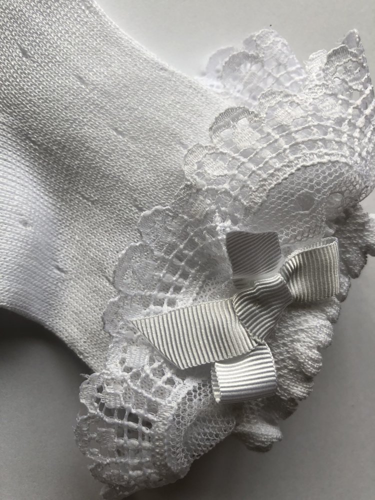 JC Socks JC 32626 White Open Weave Ankle Sock Lace Ruffle