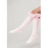 Caramelo AW22 Ruffle Ribbon Knee High Socks - 044918