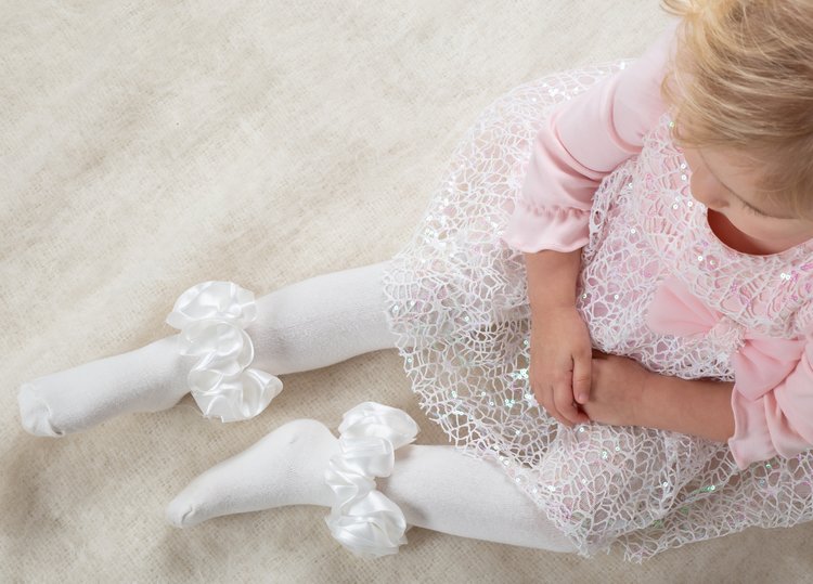 Caramelo AW22 Ruffle Ankle Ribbon Tights - 044917