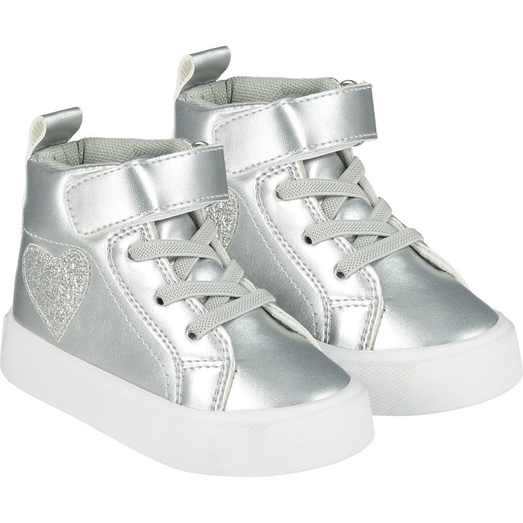 Little A Little A AW22 Sweetheart Glitter Heart High Top - Silver SIZE 19