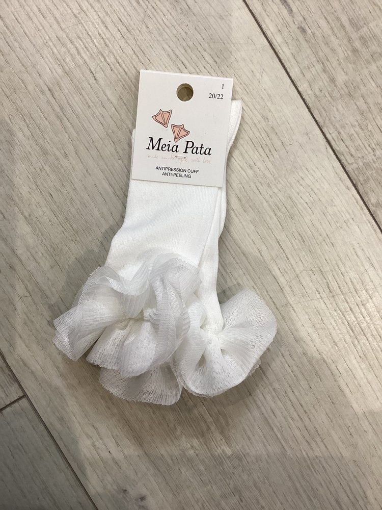 Meia Pata Frill Knee High Socks Ivory  1061M