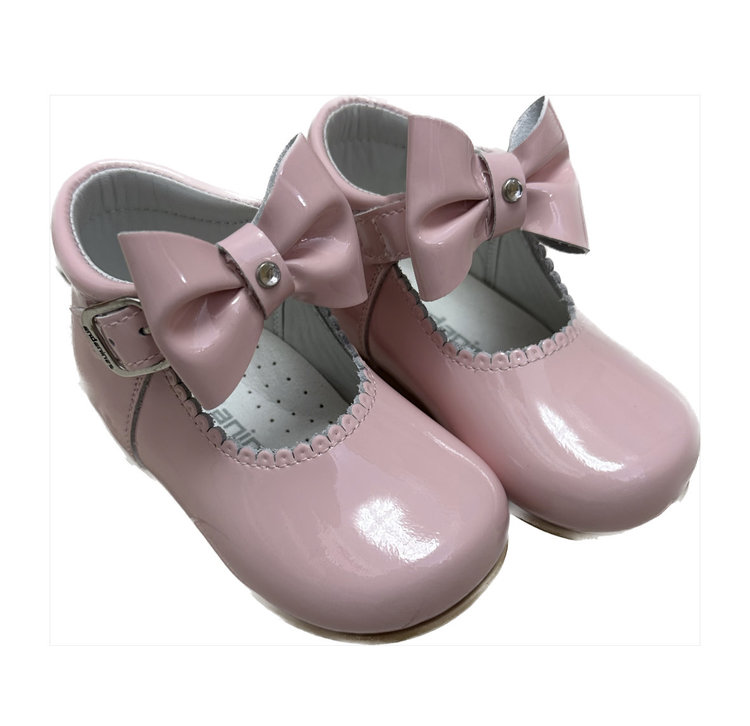 Andanines Girls Pink Patent Bow Shoe - 231272