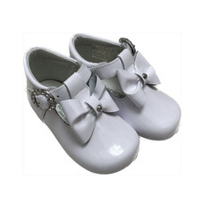 Andanines White Patent Bow Girls Shoes - 231270