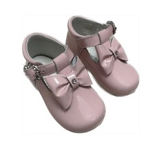 Andanines Girls Pink Patent Bow Shoe- 231270