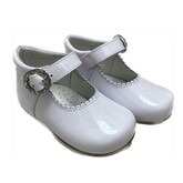 Andanines Girls White Patent Scallop Detail Shoe - 171822