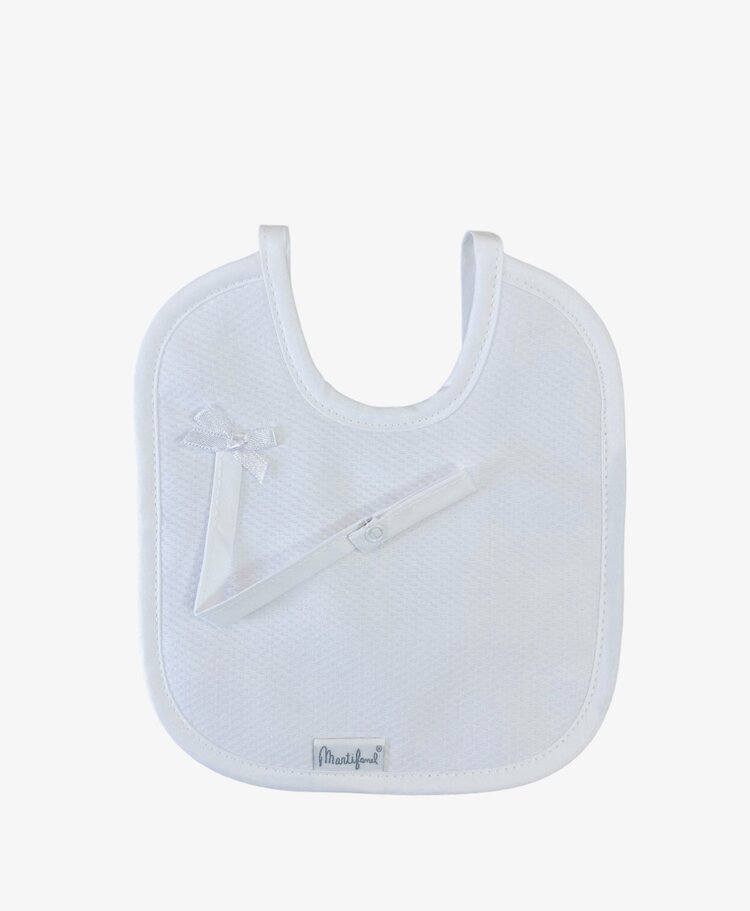 Little Star Little Star Bib with Dummy Holder - White