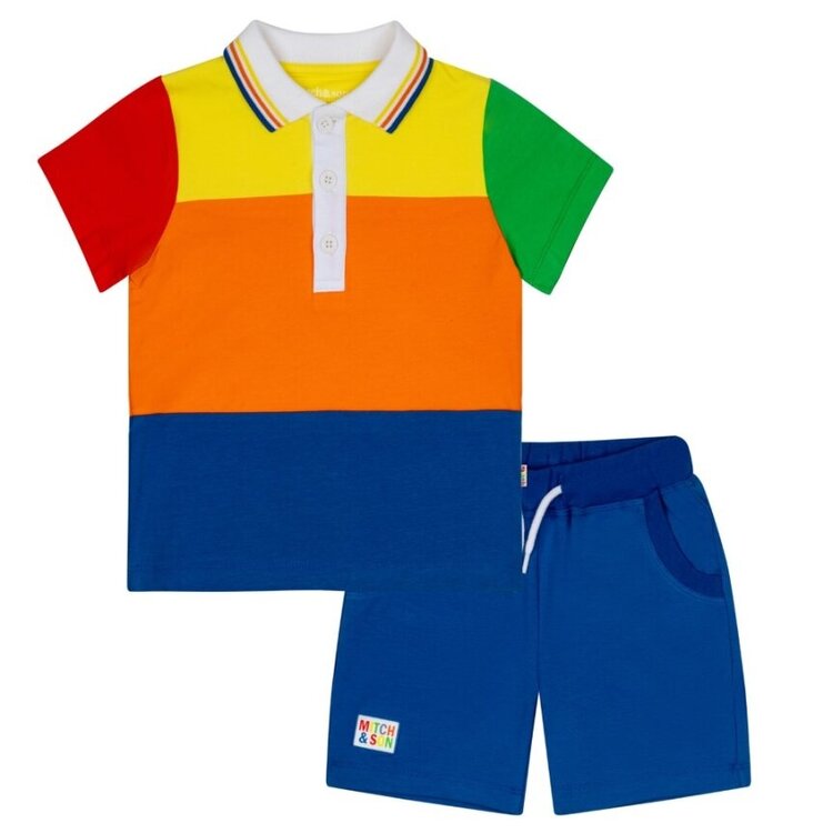 Mitch and Son Mitch & Son SS24 Vito Colour Block Polo Set - 18 MONTHS