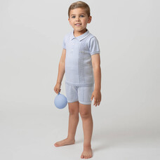 Caramelo SS24 Cable Knit Polo Short Set - C2056124