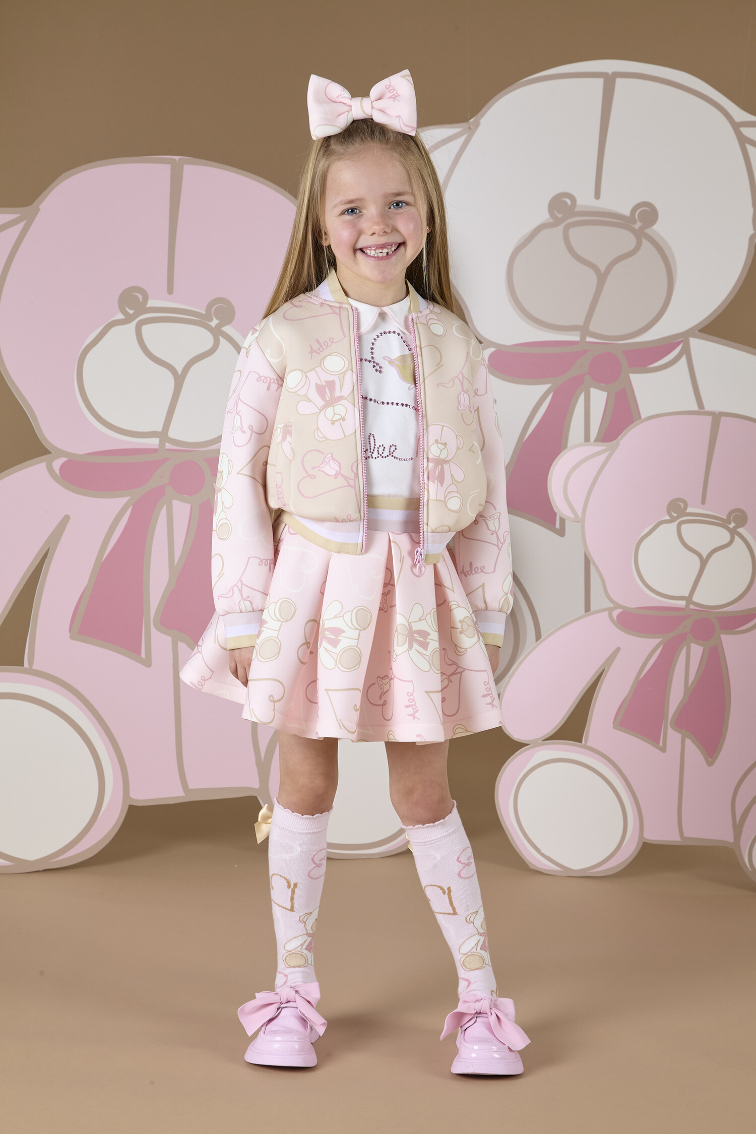 A'Dee AW24 Sassy Teddy Print Bomber - Bubbles Childrenswear
