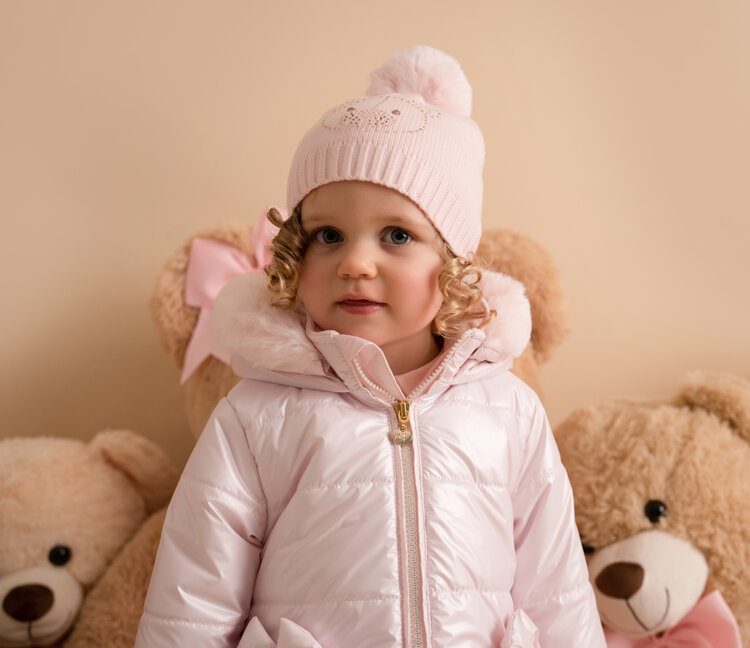 Little A Little A AW24 Glynne Bear Knitted Pom Pom Hat