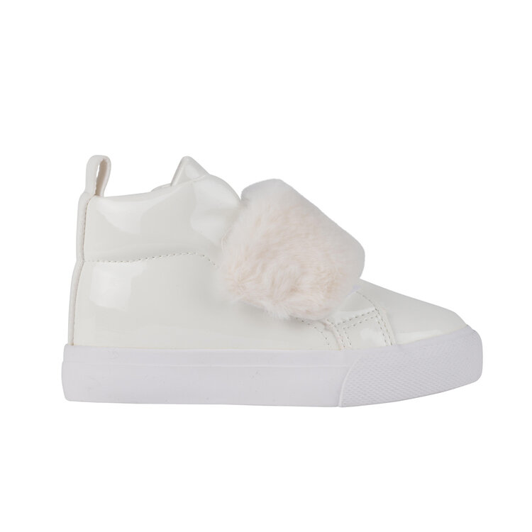 Little A Little A AW24  Furever Faux Fur Strap High Top - White