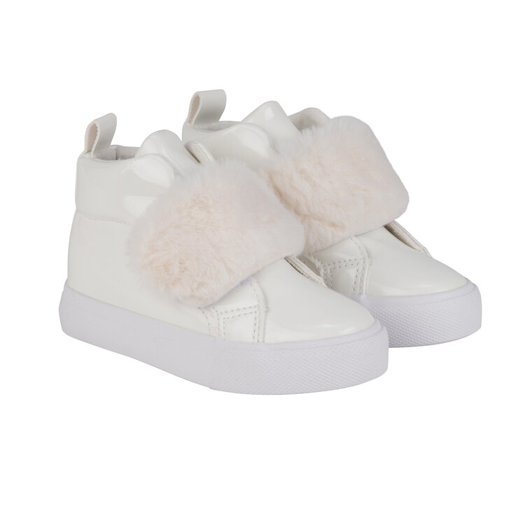 Little A Little A AW24  Furever Faux Fur Strap High Top - White