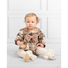 Caramelo AW24 Woven Check Romper with Bow - 0357191