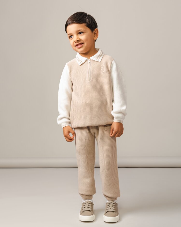 Caramelo AW24 Knitted Zip Neck Polo Set - 2031177