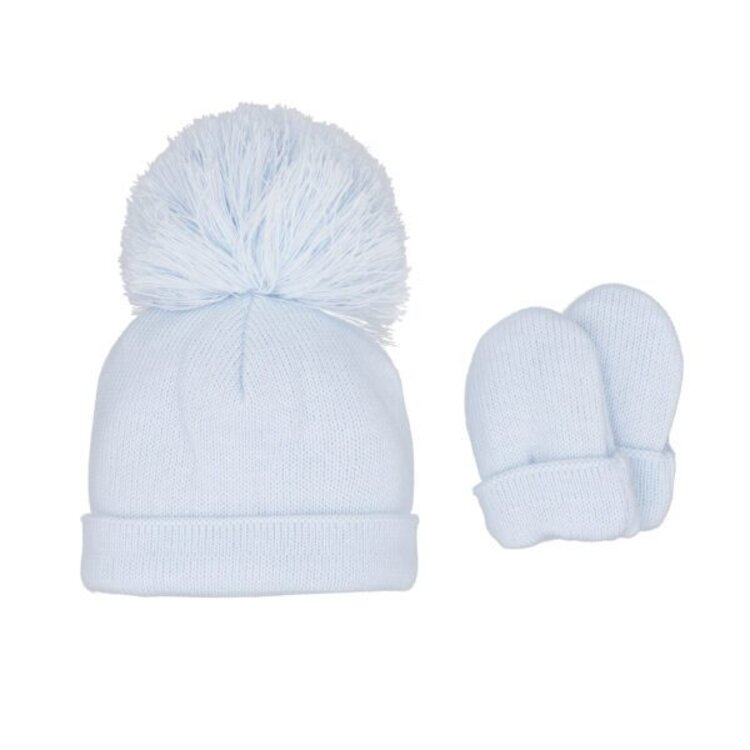 Pastels & Co Pastels & Co Ashton  Pom Pom Hat & Mitt Set