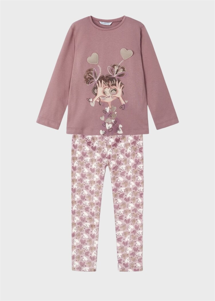 Mayoral Mayoral AW24 Heart Velvet Legging Set - 4703/4073