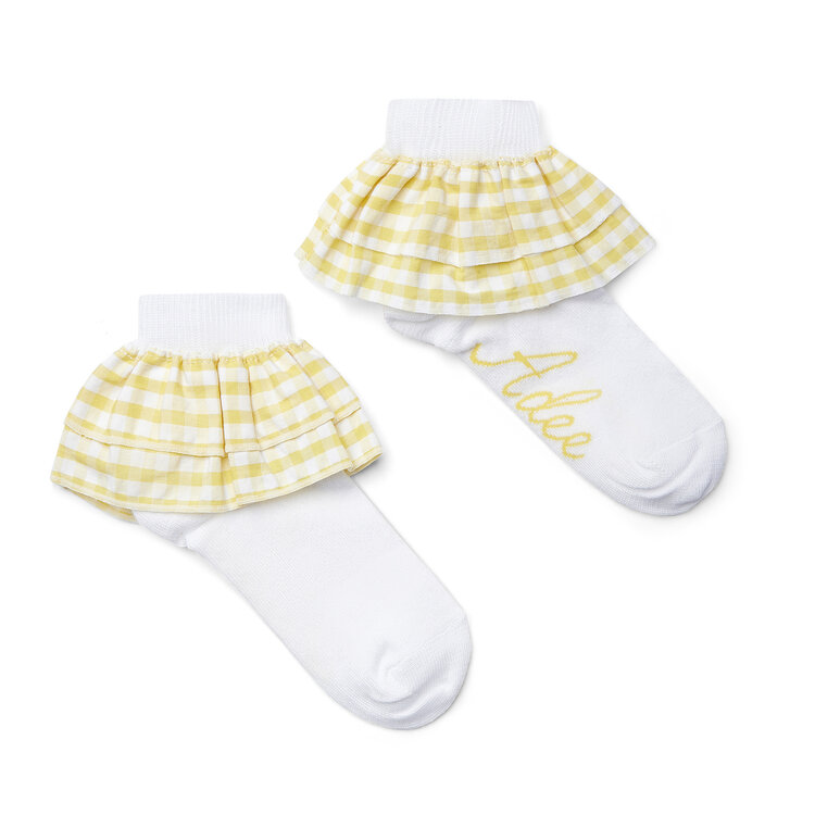 ADee A'Dee SS25 Dina Check Frill Ankle Sock