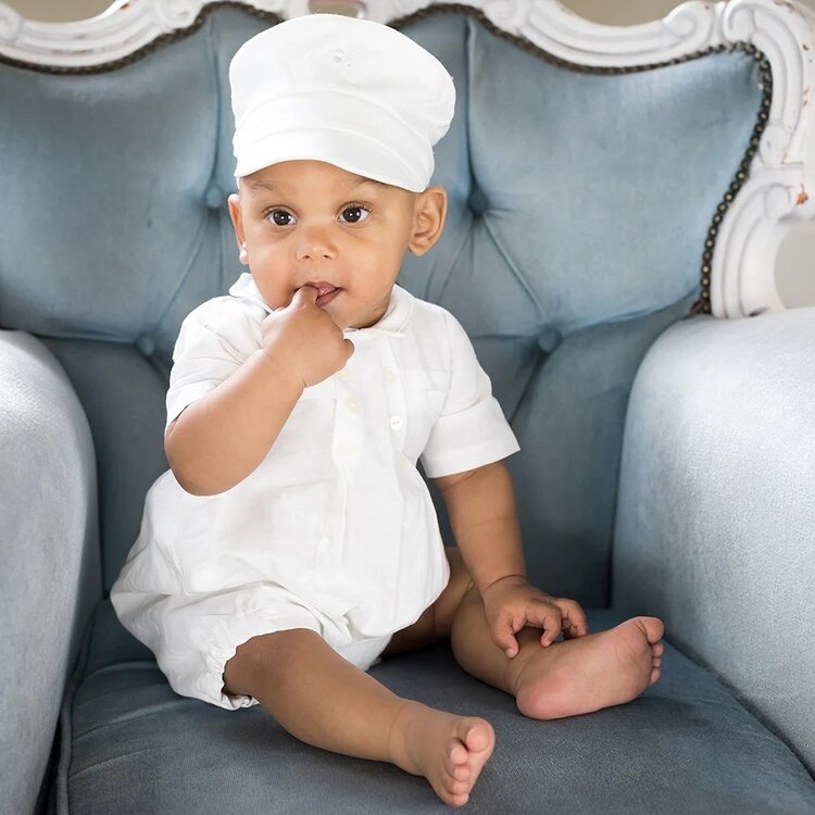 Emile et Rose Emile et Rose SS25 Pierre Linen Romper & Cap