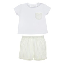 Pom Petit Pom Pom Petit Pom SS25 Boys Stripe Short Set - 5025