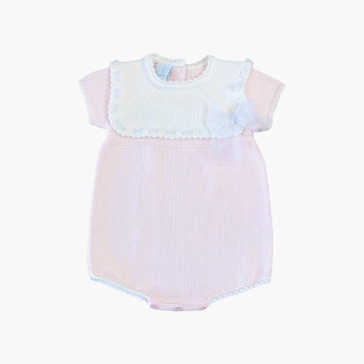 Artesania Granlei SS25- Collar Romper with Tulle Bow - 125-521