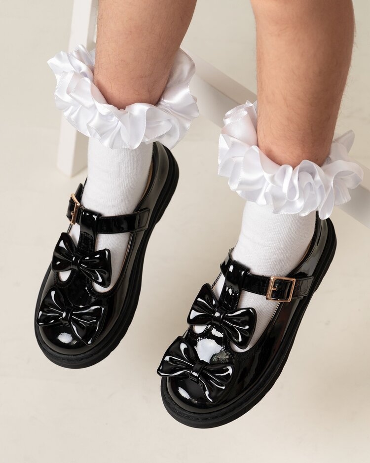 Caramelo BTS25 Double Bow School Shoes - 377102
