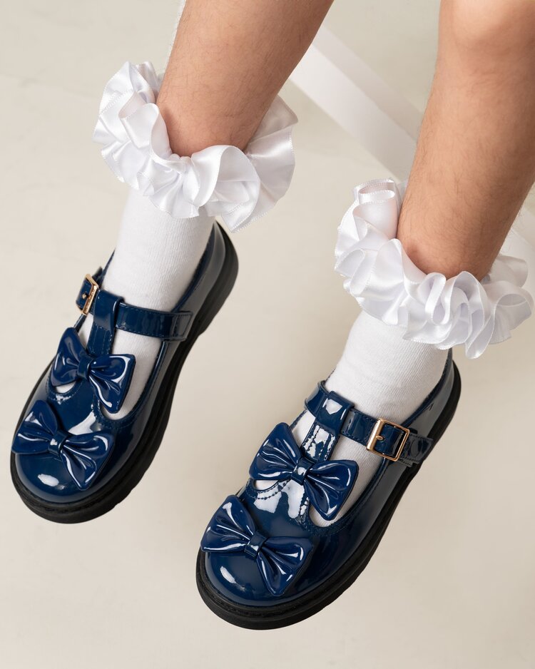 Caramelo BTS25 Double Bow School Shoes - 377102