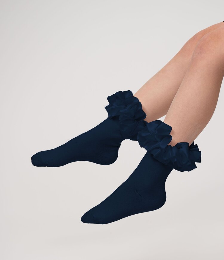 Caramelo BTS25 Ruffle Ribbon Ankle Socks - 049 - Navy