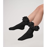 Caramelo BTS25 Ruffle Ribbon Ankle Socks - 049 - Black