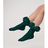 Caramelo BTS25 Ruffle Ribbon Ankle Socks - 049 - Bottle Green