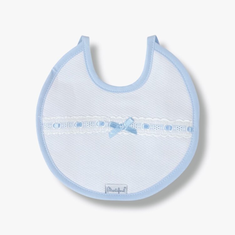 Little Star Little Star Lace Trim Bib - Blue