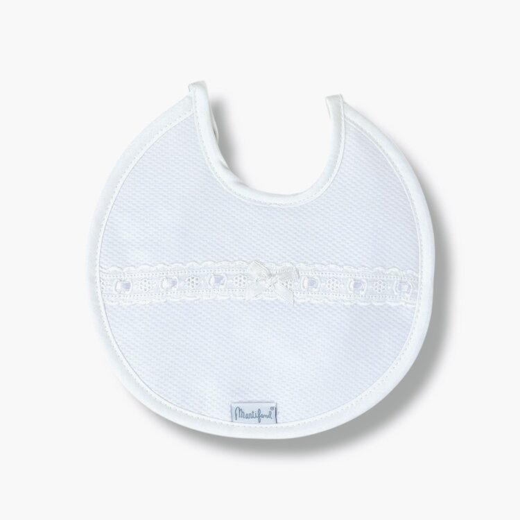 Little Star Little Star Lace Trim Bib - White