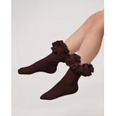 Caramelo BTS25 Ruffle Ribbon Ankle Socks - 049 - Brown