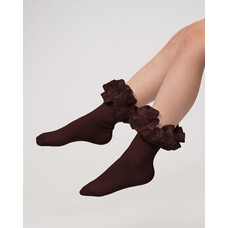 Caramelo BTS25 Ruffle Ribbon Ankle Socks - 049 - Brown