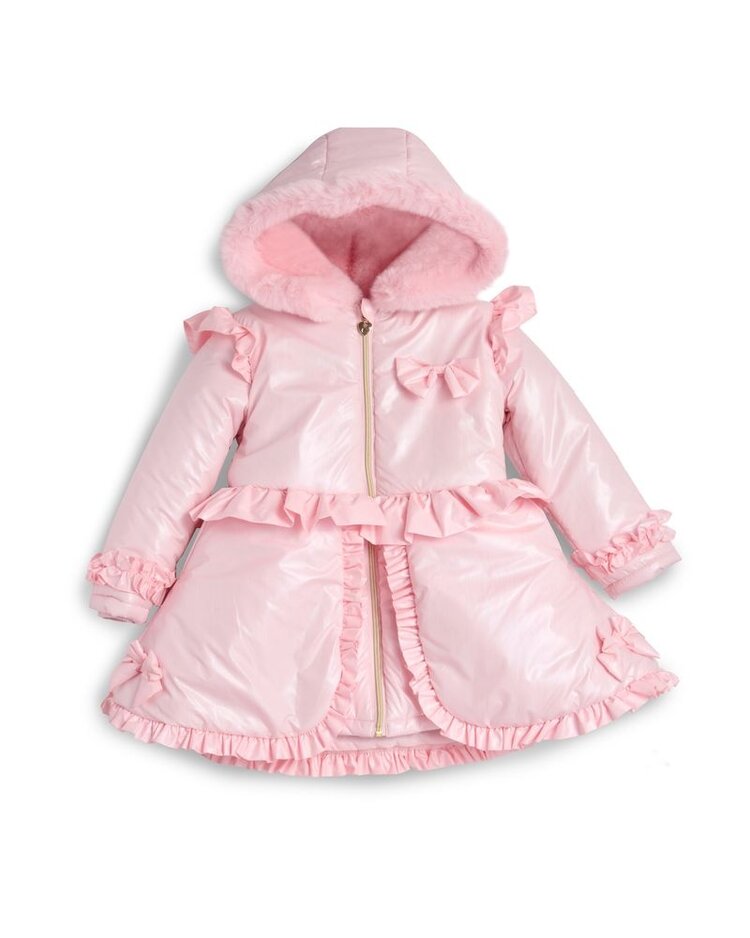 Caramelo AW25 Fur Trim Hooded Coat - 342385