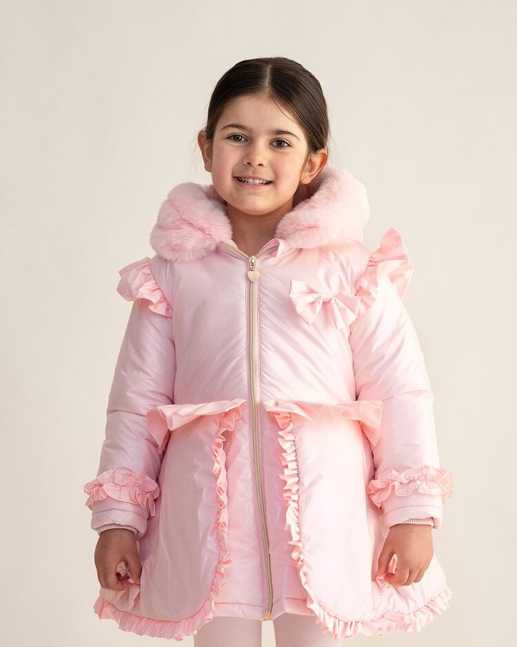 Caramelo AW25 Fur Trim Hooded Coat - 342385