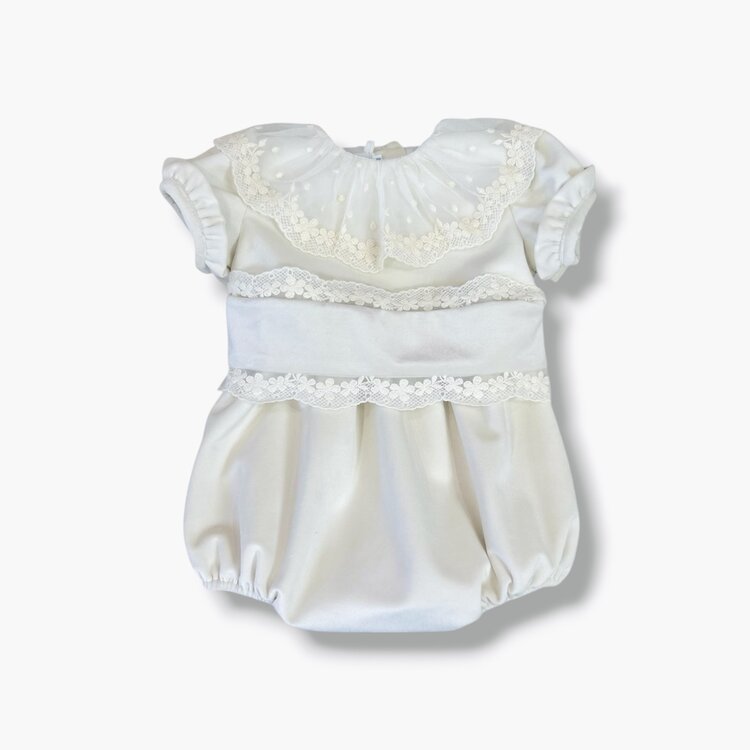 Fofettes AW25 Girls Lace Collar Velvet Romper