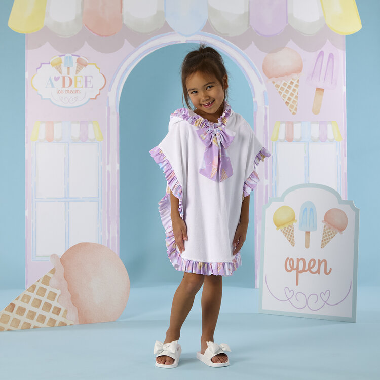 ADee A*Dee SS26 Ice Cream Print Frill Towelling Poncho