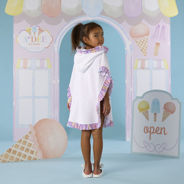 ADee A*Dee SS26 Ice Cream Print Frill Towelling Poncho