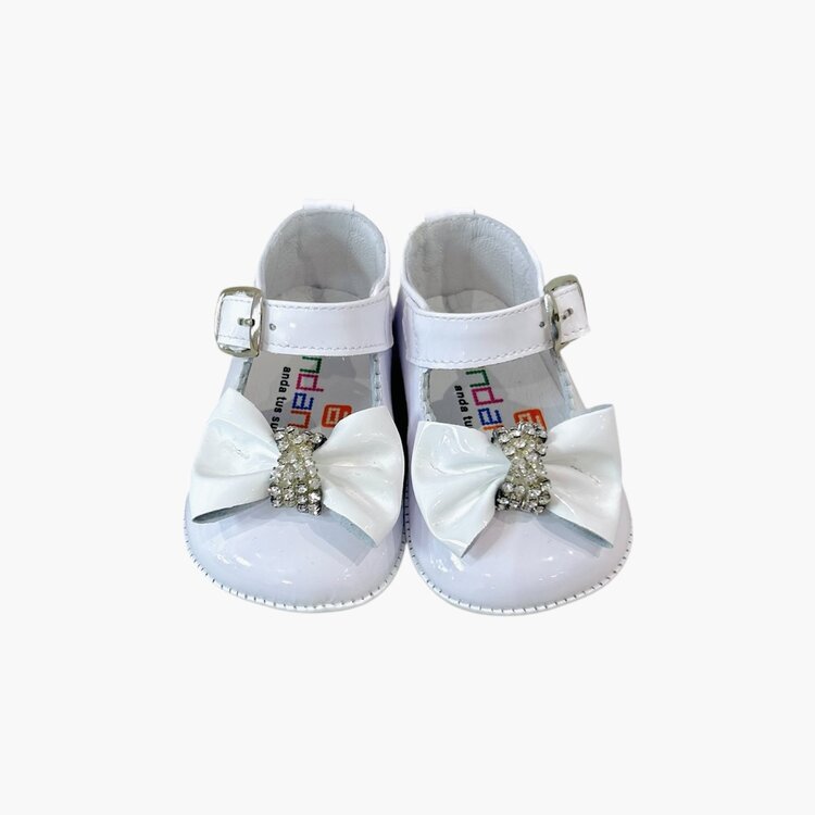 Andanines Andanines Diamante Bow Pram Shoe - 261003