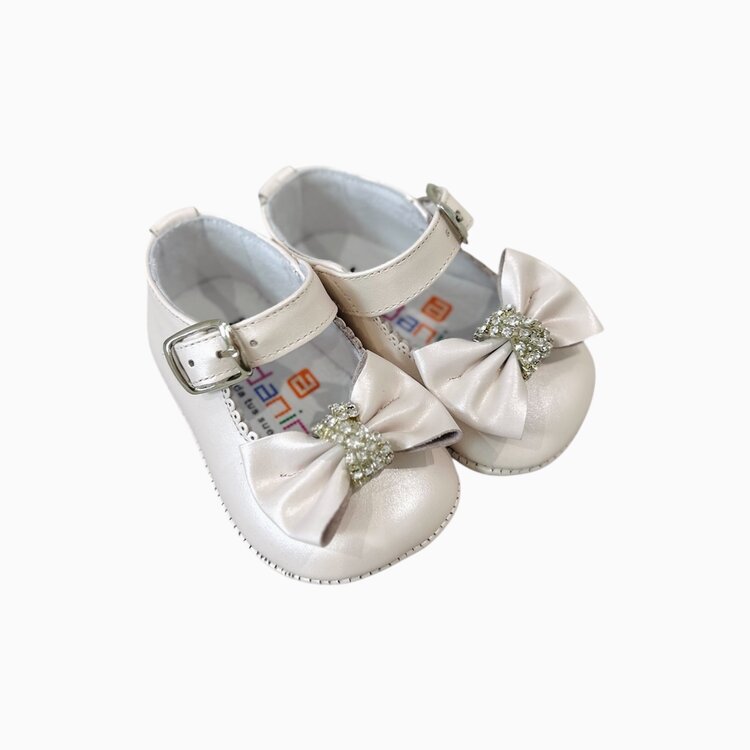 Andanines Andanines Diamante Bow Pram Shoe - 261003