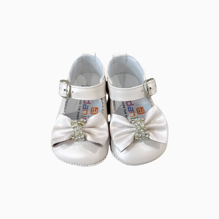 Andanines Andanines Diamante Bow Pram Shoe - 261003