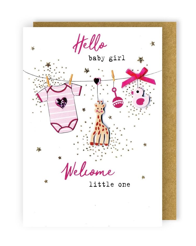 Second Nature Clothes Line Baby Girl Card