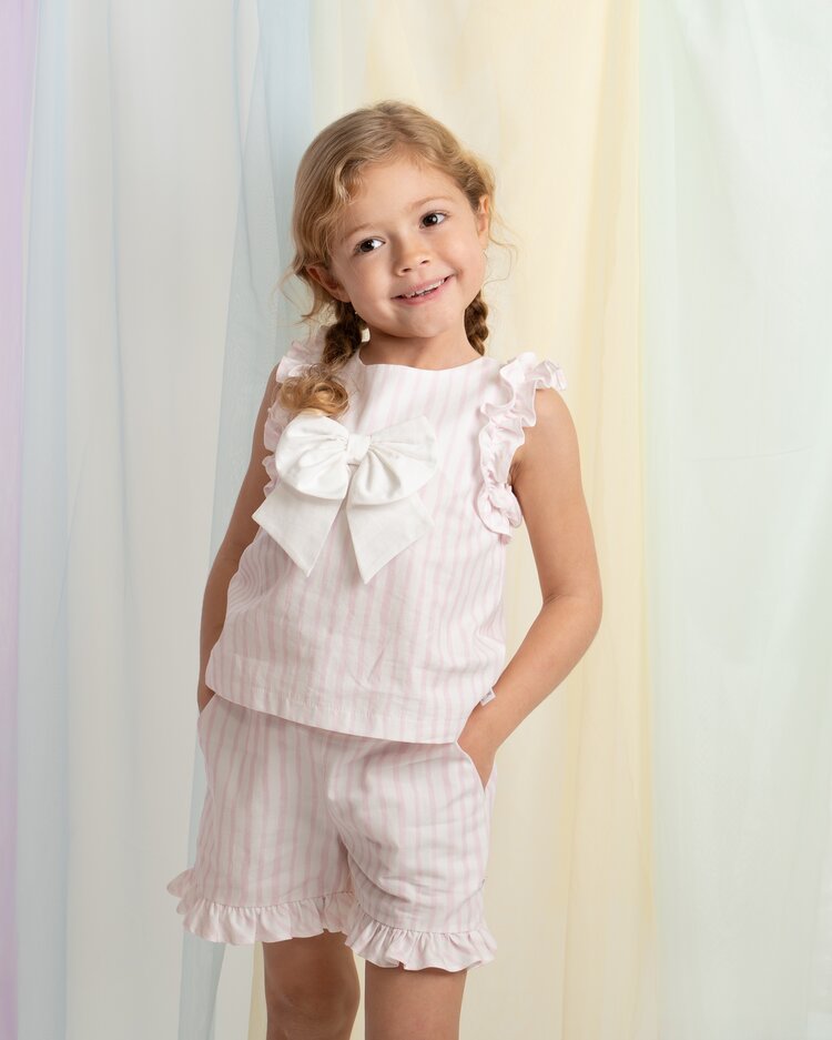 Caramelo SS26 Stripe Ruffle Short Set - 0390248