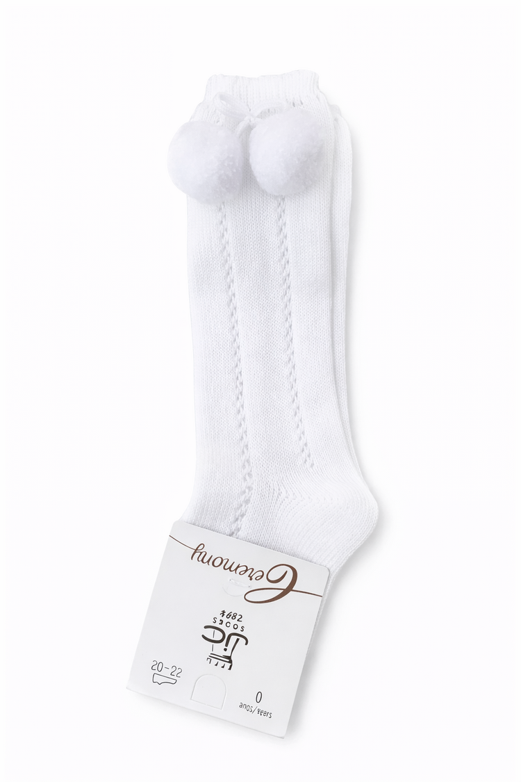 JC Socks JC Fine Knit Pom Pom Knee High Sock - 31960