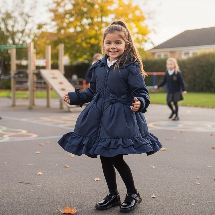 Love & Learn Love & Learn BTS26 Ruffle Coat - Navy
